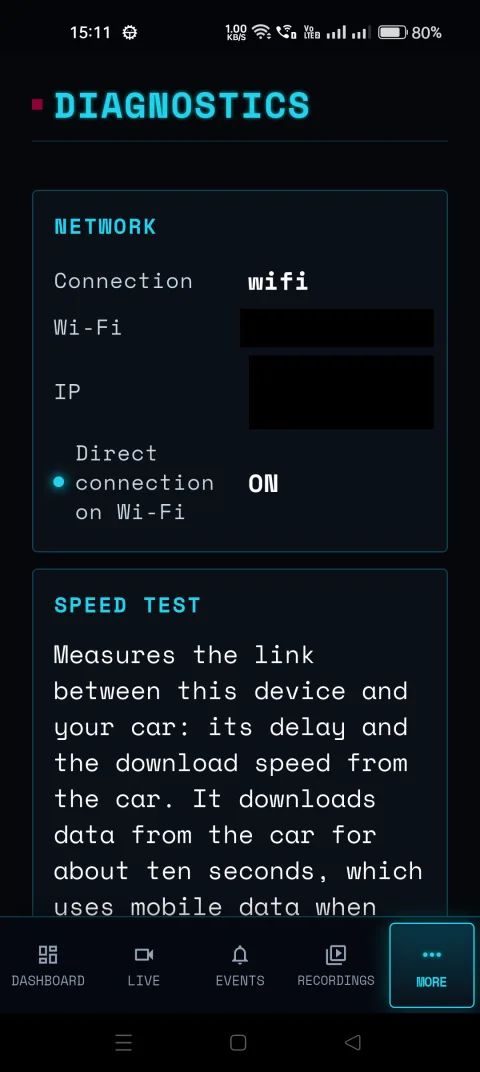 BladeWatch companion app diagnostics and speed test for a BYD head unit
