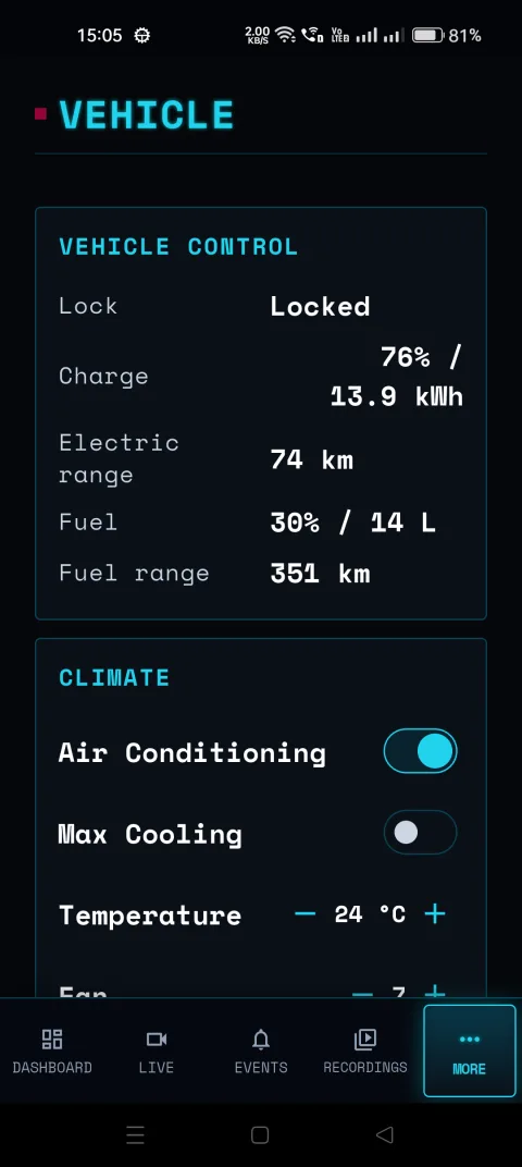 BladeWatch companion app remote vehicle control for a BYD car